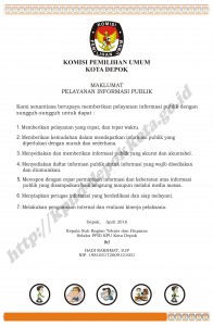 Maklumat Pelayanan Informasi Publik KPU Kota Depok
