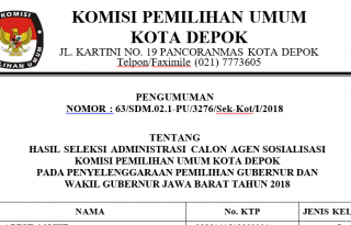 Pengumuman Lolos Administrasi Agen Sosialisasi
